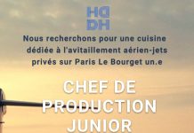 Opportunité Paris Le Bourget | Cuisinier-Chef de production junior pour jets privés H•F