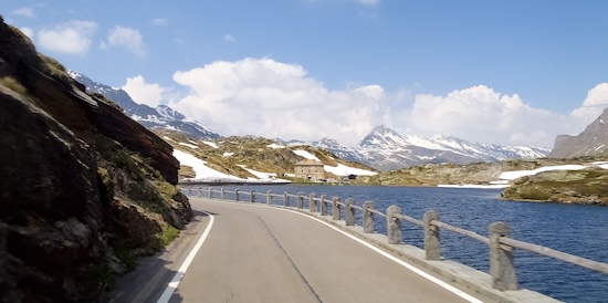 San Bernardino pass, Switzerland: Lake of San Bernardino and hospice pitch.@ credit Depositphotos