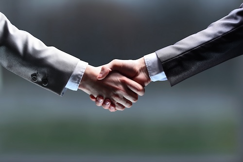 The businessman. Hand for a handshake. The conclusion of the transaction. @ credit Depositphotos