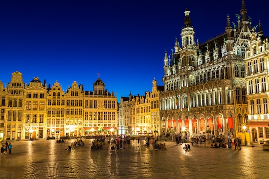The Grand Place in Brussels in a beautiful summer nigth, Belgium @ credit Depositphotos