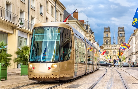 Tram on Jeanne d'Arc street in Orleans @ credit Depositphotos