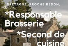 Opportunité, Proche Redon, Bretagne | Responsable Brasserie & Second de Cuisine, Responsable Brasserie et Second de cuisine, Morbihan Bretagne