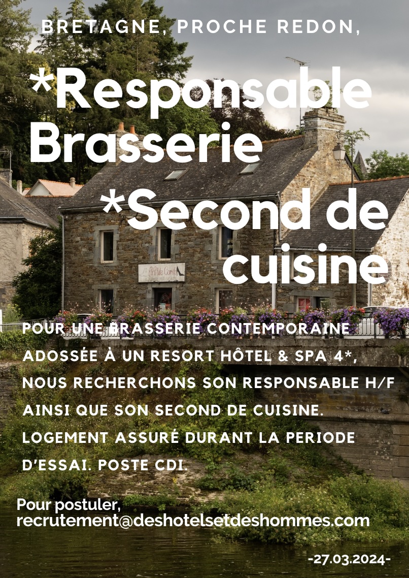 Responsable Brasserie et Second de cuisine, Morbihan Bretagne