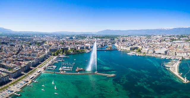 view of Geneva city in Switzerland @ credit Depositphotos