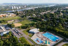 Rebranding, Québec | L’historique Hilton Montréal/Laval passera sous pavillon Tribute Portfolio (Marriott) en mars 2026! Drone aerial view of Laval the suburb of Montreal. Quebec , Canada.