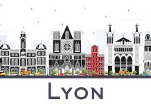 Ouverture 21 juillet, Lyon | Oceania Hotels s’installe dans le 8ᵉ arrondissement de Lyon Lyon France City Skyline with Color Buildings Isolated on White.