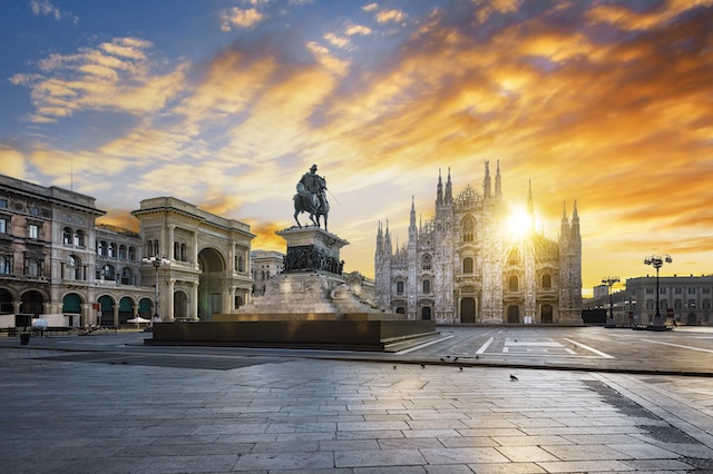 Duomo at sunrise, Milan, Europe @ credit Depositphotos.com