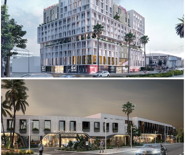 Moxy En haut, Residence Inn Casablanca. En bas, AC Casablanca la Corniche @ credits Marriott